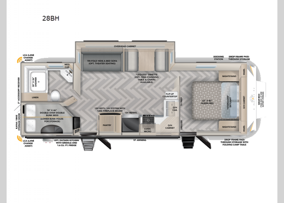 Floorplan - 2025 Touring Edition 28BH Travel Trailer