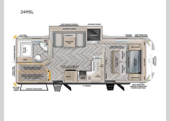 Floorplan - 2025 Touring Edition 24MSL Travel Trailer