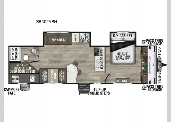 Floorplan - 2025 Stratus SR302VBH Travel Trailer