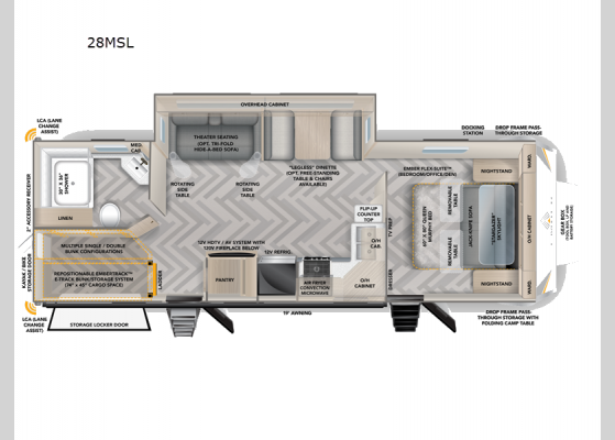 Floorplan - 2025 Touring Edition 28MSL Travel Trailer