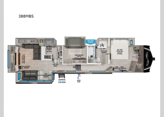 Floorplan - 2025 Solitude 388MBS Fifth Wheel