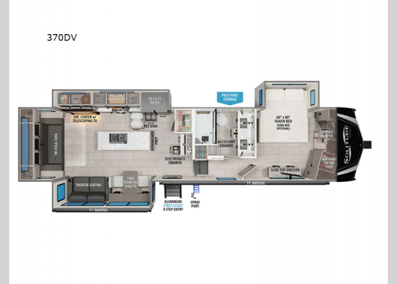 Floorplan - 2025 Solitude 370DV Fifth Wheel