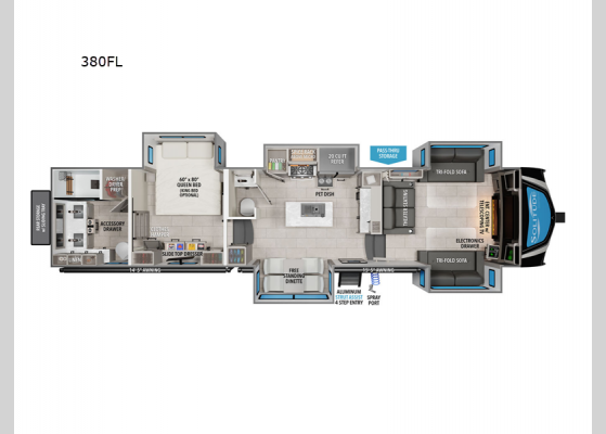 Floorplan - 2025 Solitude 380FL Fifth Wheel