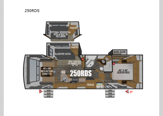 Floorplan - 2025 Black Stone Mountain Series 250RDS Travel Trailer