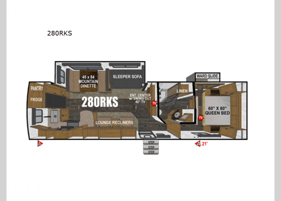 Floorplan - 2025 Black Stone Mountain Series 280RKS Travel Trailer