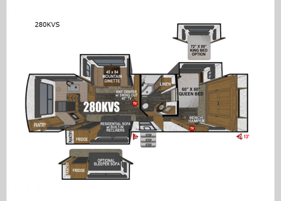 Floorplan - 2025 Black Stone Mountain Series 280KVS Travel Trailer