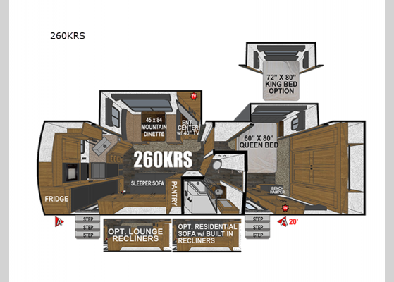 Floorplan - 2025 Black Stone Mountain Series 260KRS Travel Trailer