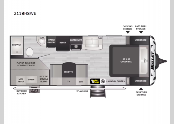 Floorplan - 2024 Bullet 211BHSWE Travel Trailer