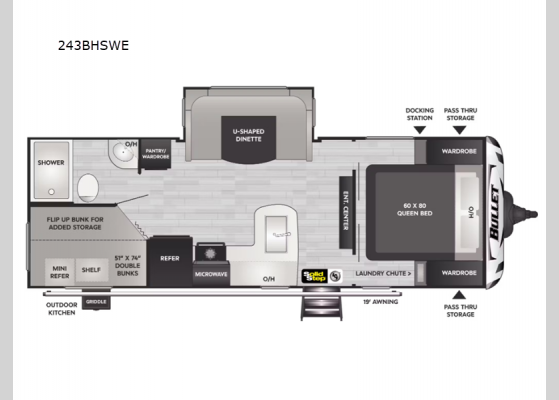 Floorplan - 2024 Bullet 243BHSWE Travel Trailer