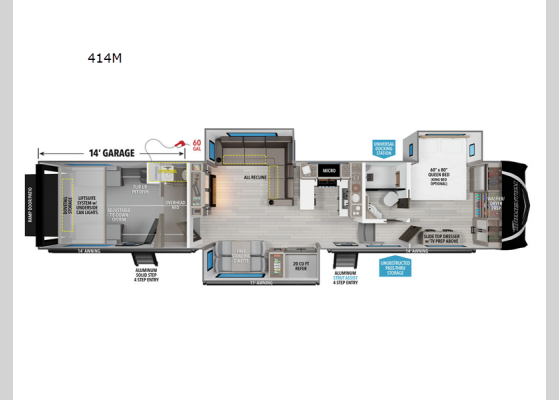 Floorplan - 2025 Momentum M-Class 414M Toy Hauler Fifth Wheel