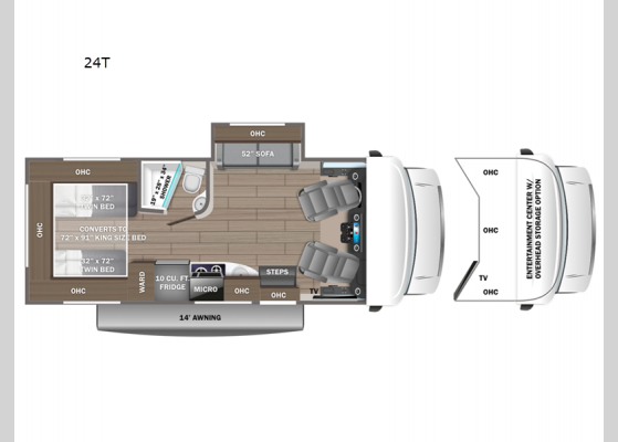 Floorplan - 2024 Qwest SE 24T Motor Home Class C - Diesel