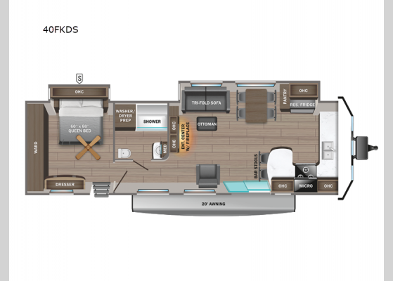 Floorplan - 2024 Jay Flight Bungalow 40FKDS Travel Trailer