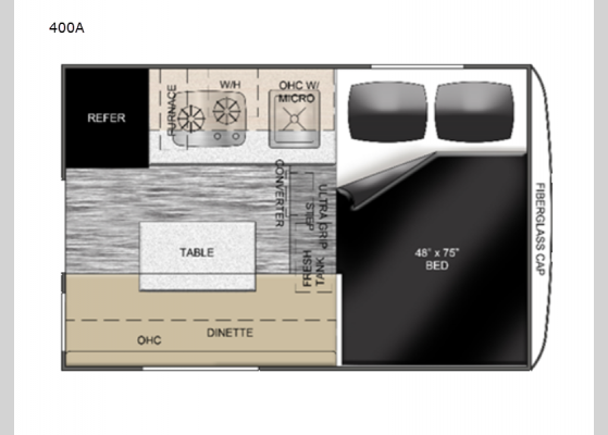 Floorplan - 2024 Atom 400A Truck Camper