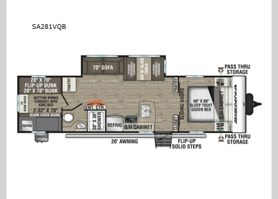 Floorplan - 2025 Sienna SA281VQB Travel Trailer