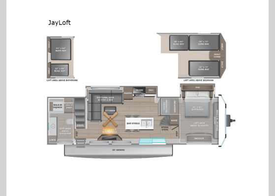 Floorplan - 2025 Jay Flight Bungalow JayLoft Travel Trailer