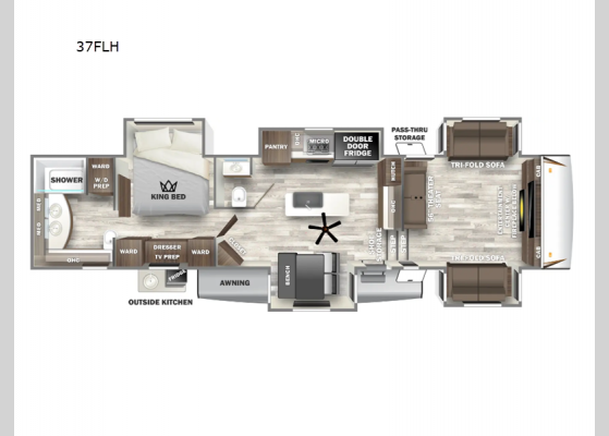 Floorplan - 2024 Sabre 37FLH Fifth Wheel