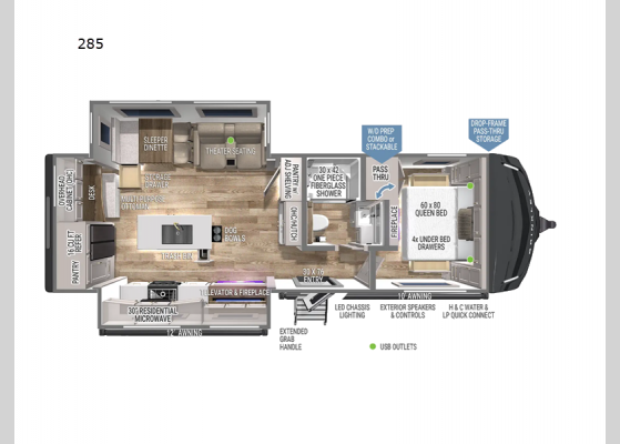 Floorplan - 2025 Model Z Air 285 Travel Trailer