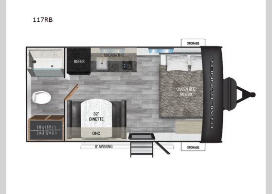 Floorplan - 2025 Trail Runner 117RB Travel Trailer