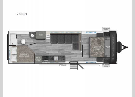 Floorplan - 2025 Trail Runner 258BH Travel Trailer