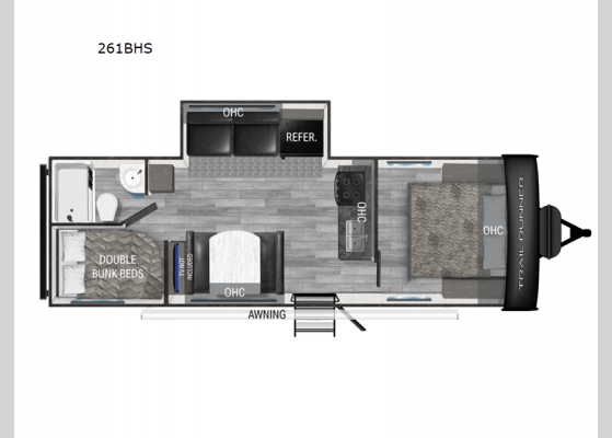 Floorplan - 2025 Trail Runner 261BHS Travel Trailer