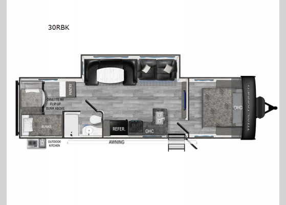 Floorplan - 2025 Trail Runner 30RBK Travel Trailer