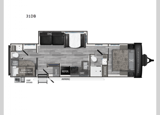 Floorplan - 2025 Trail Runner 31DB Travel Trailer