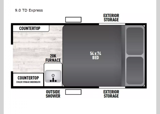 Floorplan - 2024 Viking Camping Trailers 9.0 TD Express Teardrop Trailer