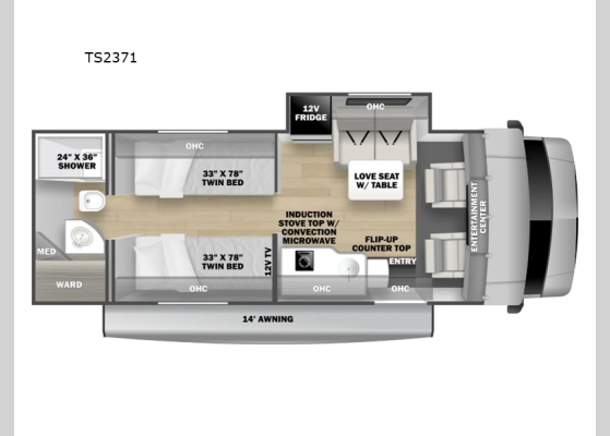 Floorplan - 2025 Forester TS TS2371 Motor Home Class C