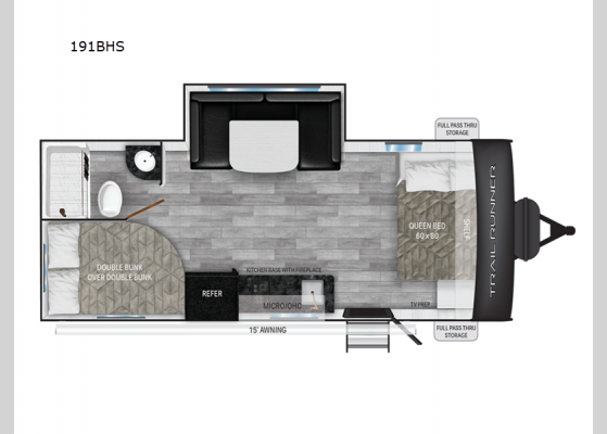 Floorplan - 2025 Trail Runner 191BHS Travel Trailer