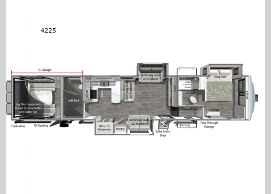 Floorplan - 2025 Voltage 4225 Toy Hauler Fifth Wheel