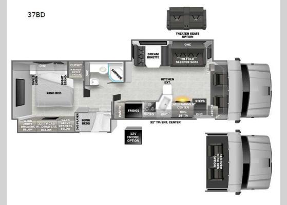 Floorplan - 2024 DX3 37BD Motor Home Super C - Diesel