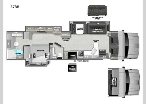 Floorplan - 2024 DX3 37RB Motor Home Super C - Diesel