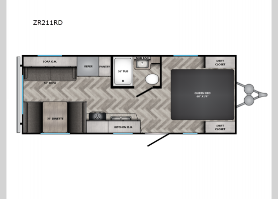 Floorplan - 2024 Zinger Lite ZR211RD Travel Trailer