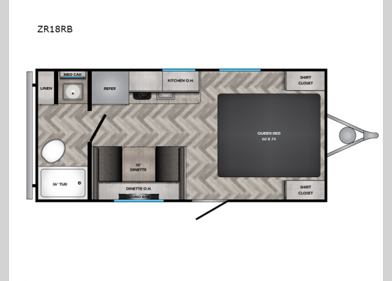 Floorplan - 2024 Zinger Lite ZR18RB Travel Trailer