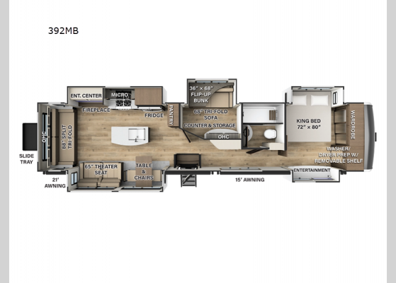 Floorplan - 2024 Rockwood Luxury Ranch 392MB Fifth Wheel