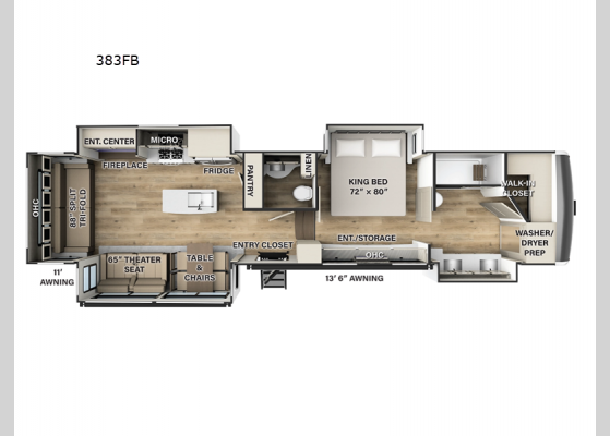 Floorplan - 2024 Flagstaff Elite 383FB Fifth Wheel