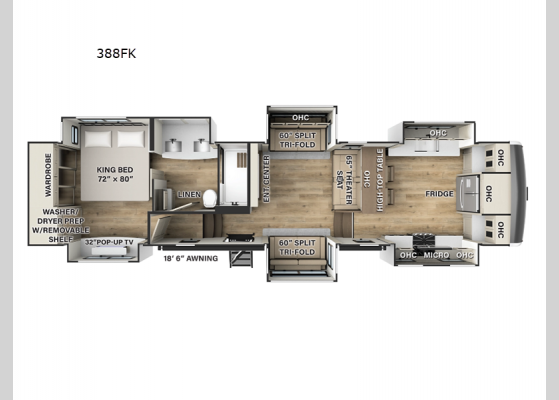 Floorplan - 2024 Flagstaff Elite 388FK Fifth Wheel