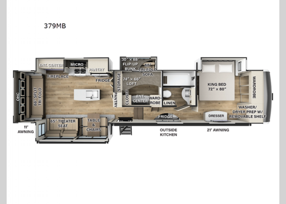 Floorplan - 2024 Flagstaff Elite 379MB Fifth Wheel