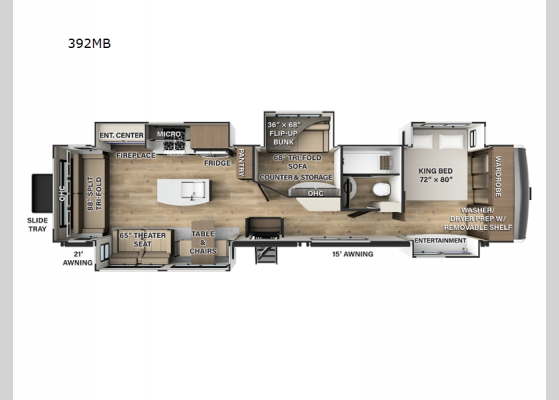 Floorplan - 2024 Flagstaff Elite Estate 392MB Fifth Wheel
