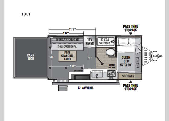 Floorplan - 2025 Adrenaline 18LT Toy Hauler Travel Trailer