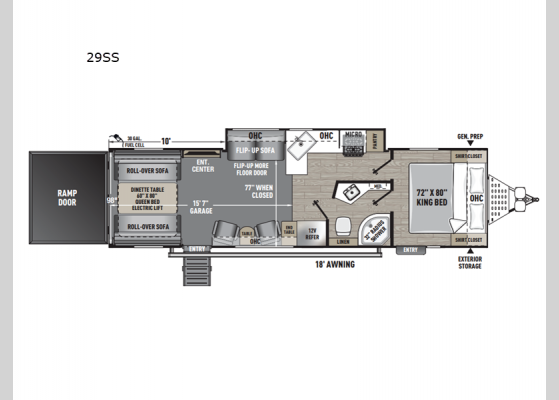 Floorplan - 2025 Adrenaline 29SS Toy Hauler Travel Trailer