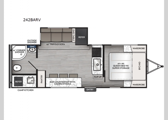 Floorplan - 2025 Apex Ultra-Lite 242BARV Travel Trailer