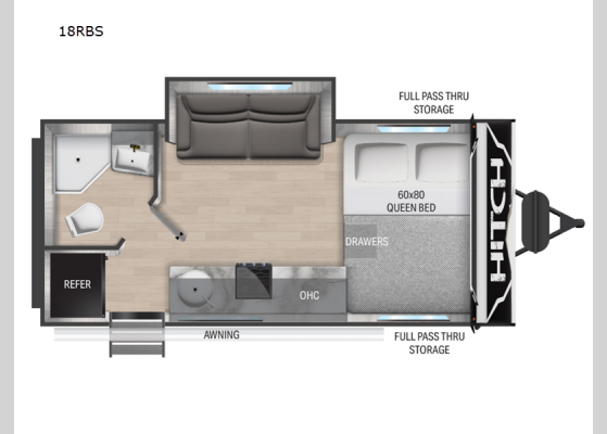 Floorplan - 2024 Hitch 18RBS Travel Trailer