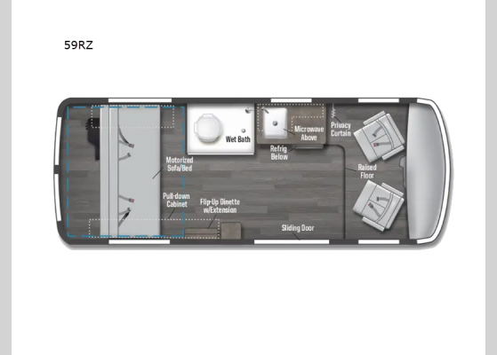 Floorplan - 2024 Roam Open Concept 59RZ Motor Home Class B