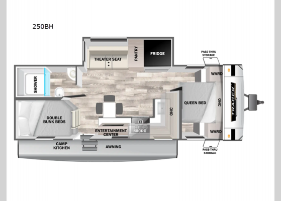 Floorplan - 2025 Tracer 250BH Travel Trailer