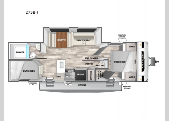 Floorplan - 2025 Tracer 275BH Travel Trailer