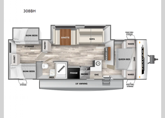 Floorplan - 2025 Tracer 308BH Travel Trailer