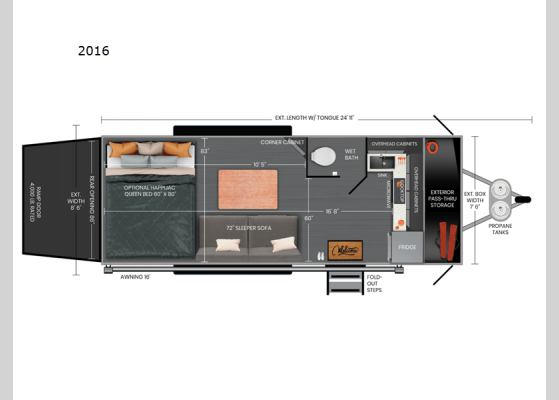 Floorplan - 2025 PLA 450 2016 Toy Hauler Travel Trailer