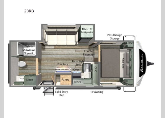 Floorplan - 2024 Eddie Bauer 23RB Travel Trailer