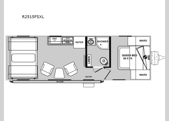 Floorplan - 2025 Rage'n R2515FSXL Toy Hauler Travel Trailer